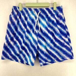 Trunks Surf & Swim Co. Swim Trunks Blue/White Lined‎ Mens Size L